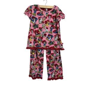 Nick & Nora Valentines Retro Look Pink Pajama Set Girls XL